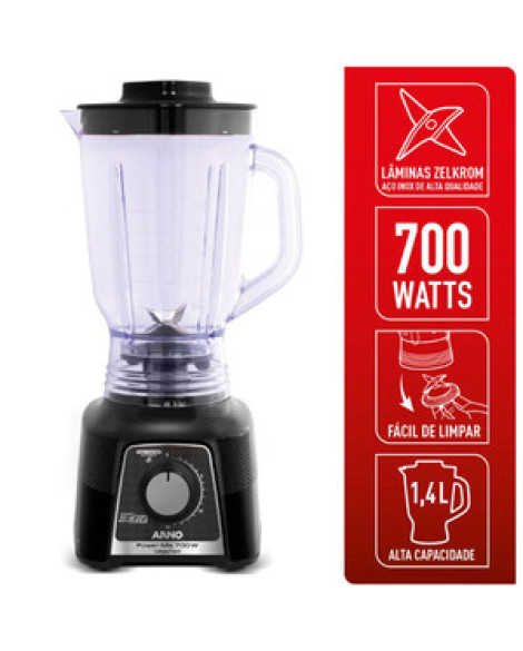 Liquidificador Arno Power Mix Limpa Fácil Lq33 700w Preto 127v
