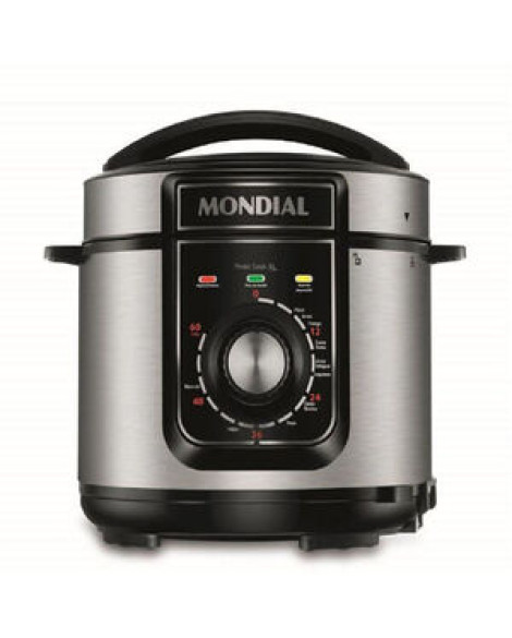 Panela De Pressão Elétrica Mondial 5 Litros Pratic Cook Preto E Inox Pe-48 - 127 Volts