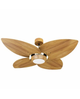 Ventilador De Teto Natuvent Dahlia Led 4 Pás Madeira Teca 6500k Branco Frio, Luz Branca 127v