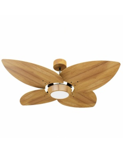 Ventilador De Teto Natuvent Dahlia Led 4 Pás Madeira Teca 6500k Branco Frio, Luz Branca 127v