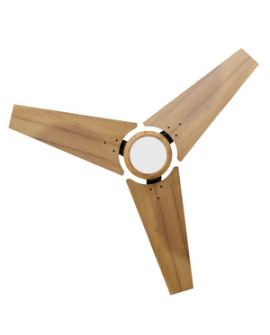 Ventilador De Teto Com Controle Remoto Natuvent Callis Led 3 Pás Madeira Teca 3000k Branco Quente, Luz Amarela 127v
