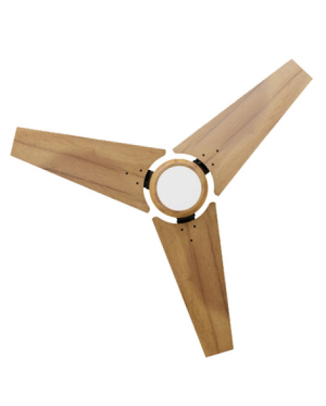 Ventilador De Teto Com Controle Remoto Natuvent Callis Led 3 Pás Madeira Teca 3000k Branco Quente, Luz Amarela 127v