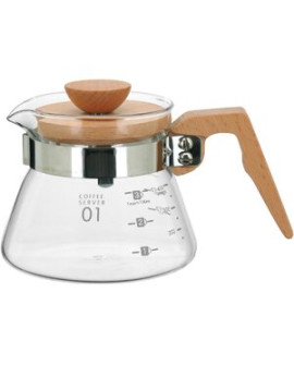 Balzac Cafeteira 10x18x18cm 400ml Borosilicato Transparente Tampa Madeira