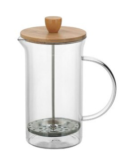 Balzac Cafeteira Francesa 22x9x9cm 1l Borosilicato Transparente Tampa Bambu
