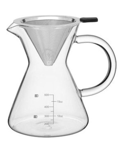 Kanne Cafeteira Com Filtro 16x16x12cm 500ml Borosilicato Transparente