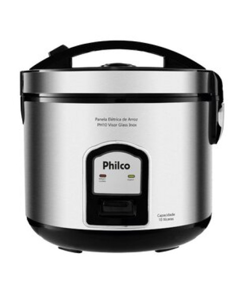 Panela De Arroz Philco Visor Glass Inox, 10 Xícaras De Arroz, 700w - Ph10p