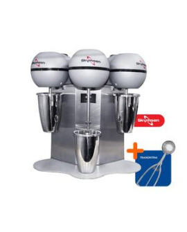 Batedor De Milk Shake 3 Copos 0,8l Profissional Inox Bms-3 127v Skymsen + Concha De Sorvete Extrator