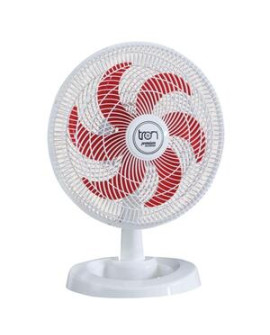 Ventilador Mesa Lorena Branco Oscilante 127v Pás Vermelha