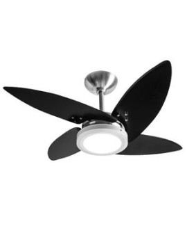 Ventilador Led Paris Alumínio Escovado 4 Pás Pretas 110v